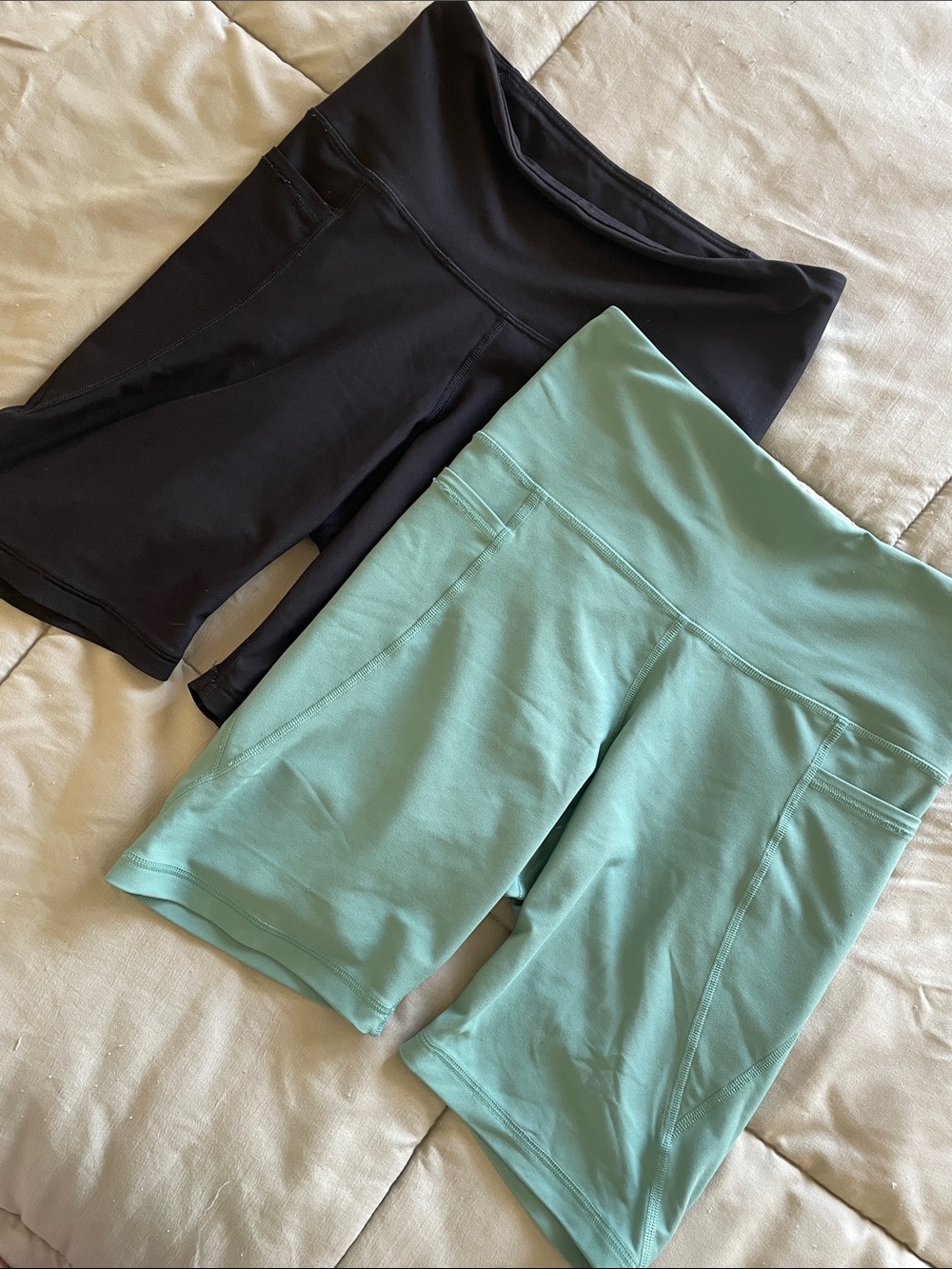 Old Navy Active Women’s High-Waist Biker Shorts - Black and Mint (Lot of 2)
